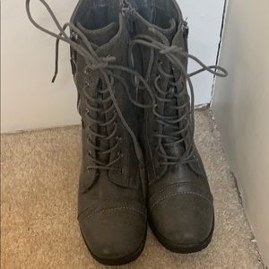 Grey boots faux  leather